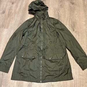 Women’s Olive Hooded Rain Jacket